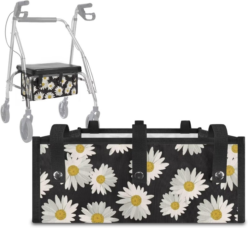 LedBack Rollator Walker Accessories 3 Pack Daisy Rollator Walker Seat and Backrest Rollbar Covers Soft Universal Walkers Seat Covers Organizer Pouch Storage - Image 3